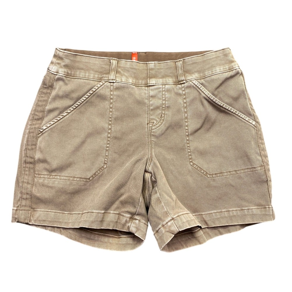 Spanx Womens XS Stretch Twill 4 Inch Inseam Shorts Khaki Tan Pull On Outdoor